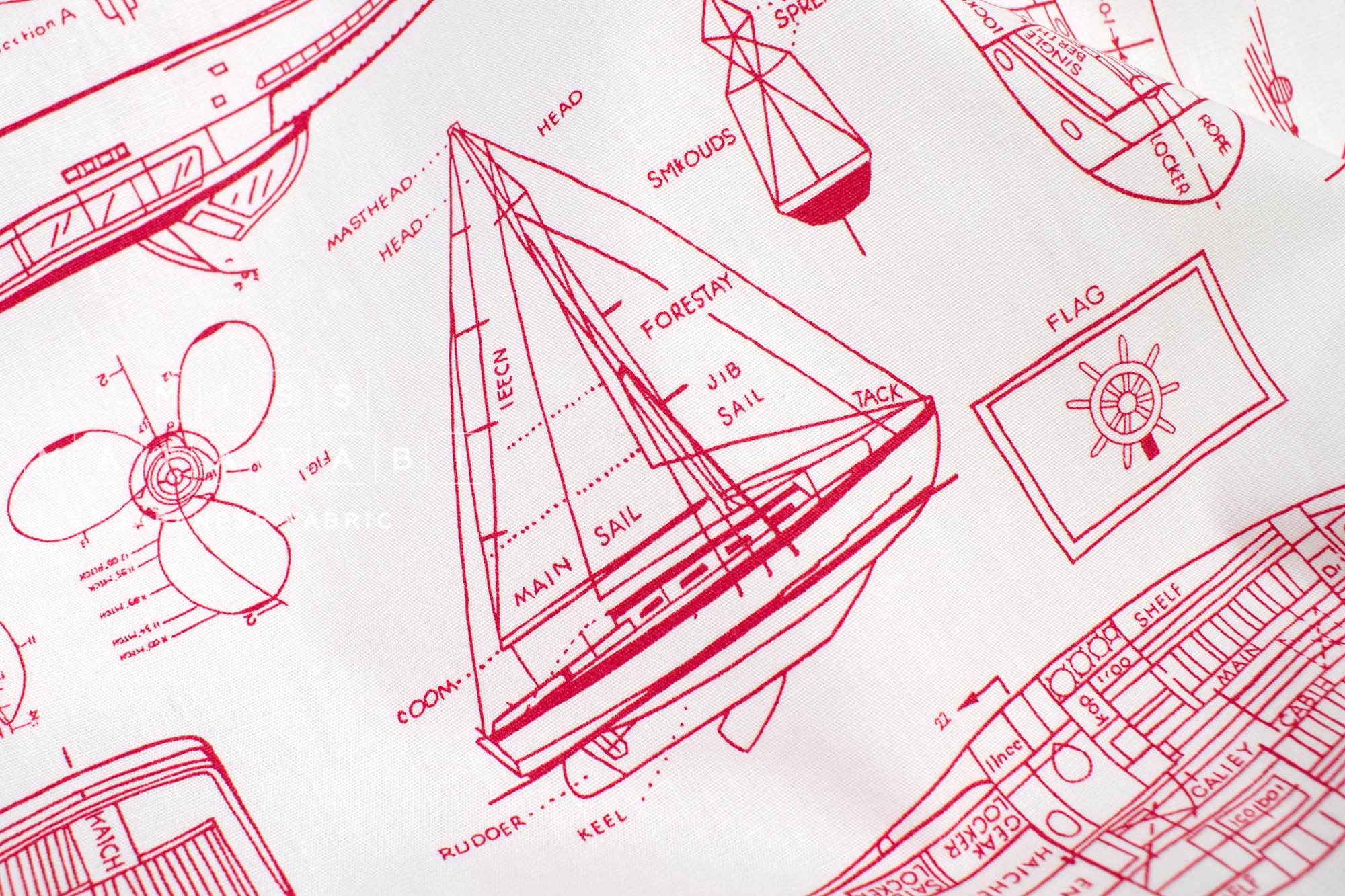Japanese Fabric Sail Boat Plans - red - 50cm