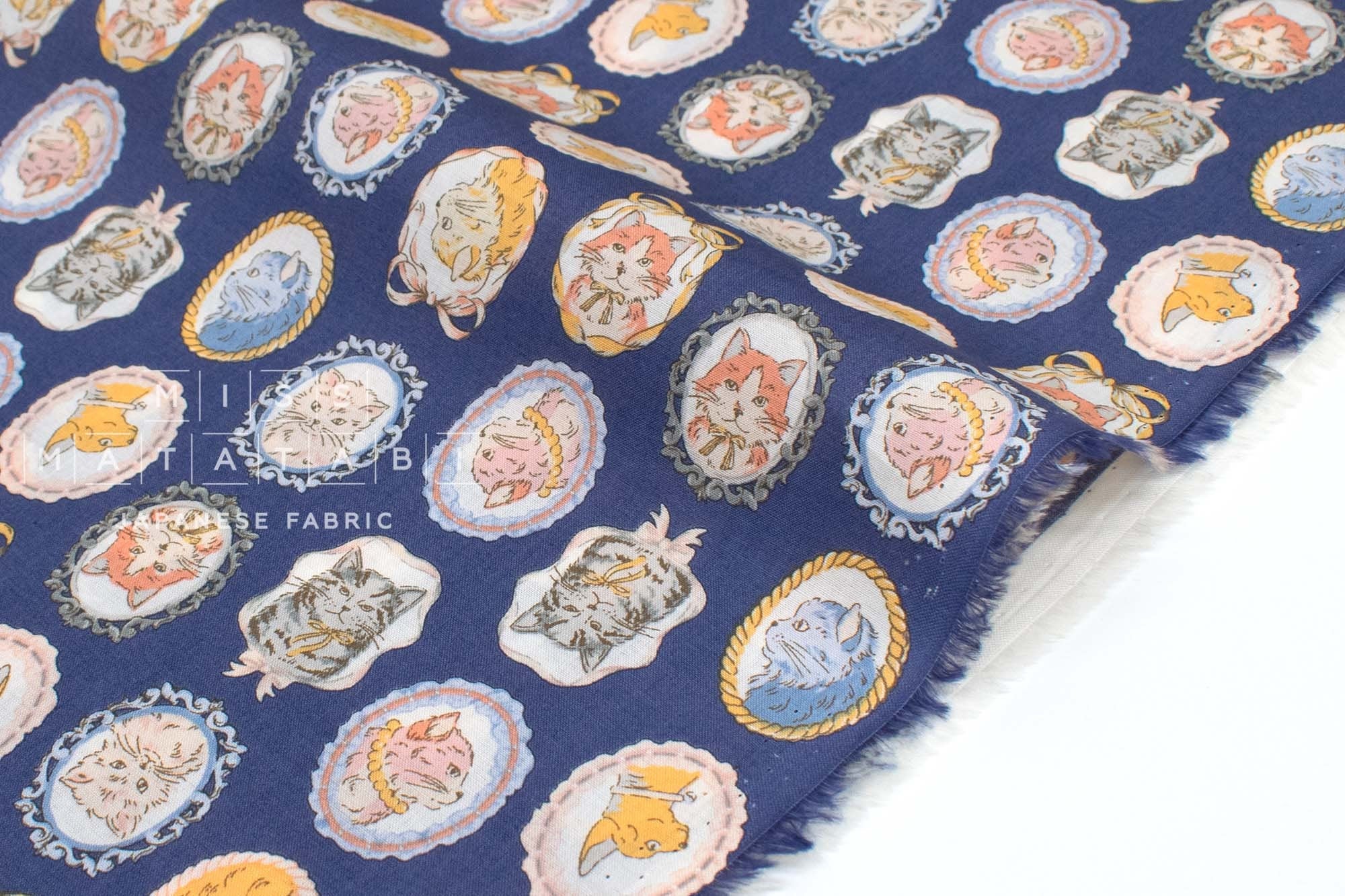 Japanese Fabric Handsome Cats - D - 50cm