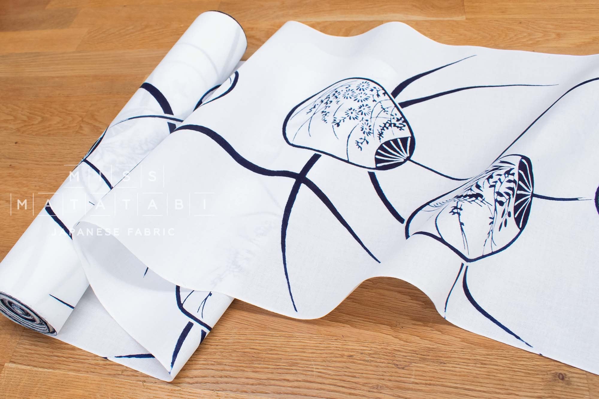 Shokunin Collection Hand-printed Chusen Japanese Yukata Fabric - Uchiwa Fan - 50cm