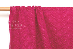 Japanese Fabric Embroidered Cotton Voile - Fuchsia - 50cm