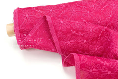 Japanese Fabric Embroidered Cotton Voile - Fuchsia - 50cm