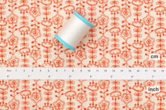 Japanese Fabric Embroidered Cotton Lawn Vincent - orange - 50cm