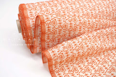 Japanese Fabric Embroidered Cotton Lawn Vincent - orange - 50cm