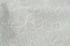 Japanese Fabric Embroidered Cotton Lawn - Rose - mint, grey 50cm