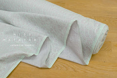 Japanese Fabric Embroidered Cotton Lawn - Rose - mint, grey 50cm