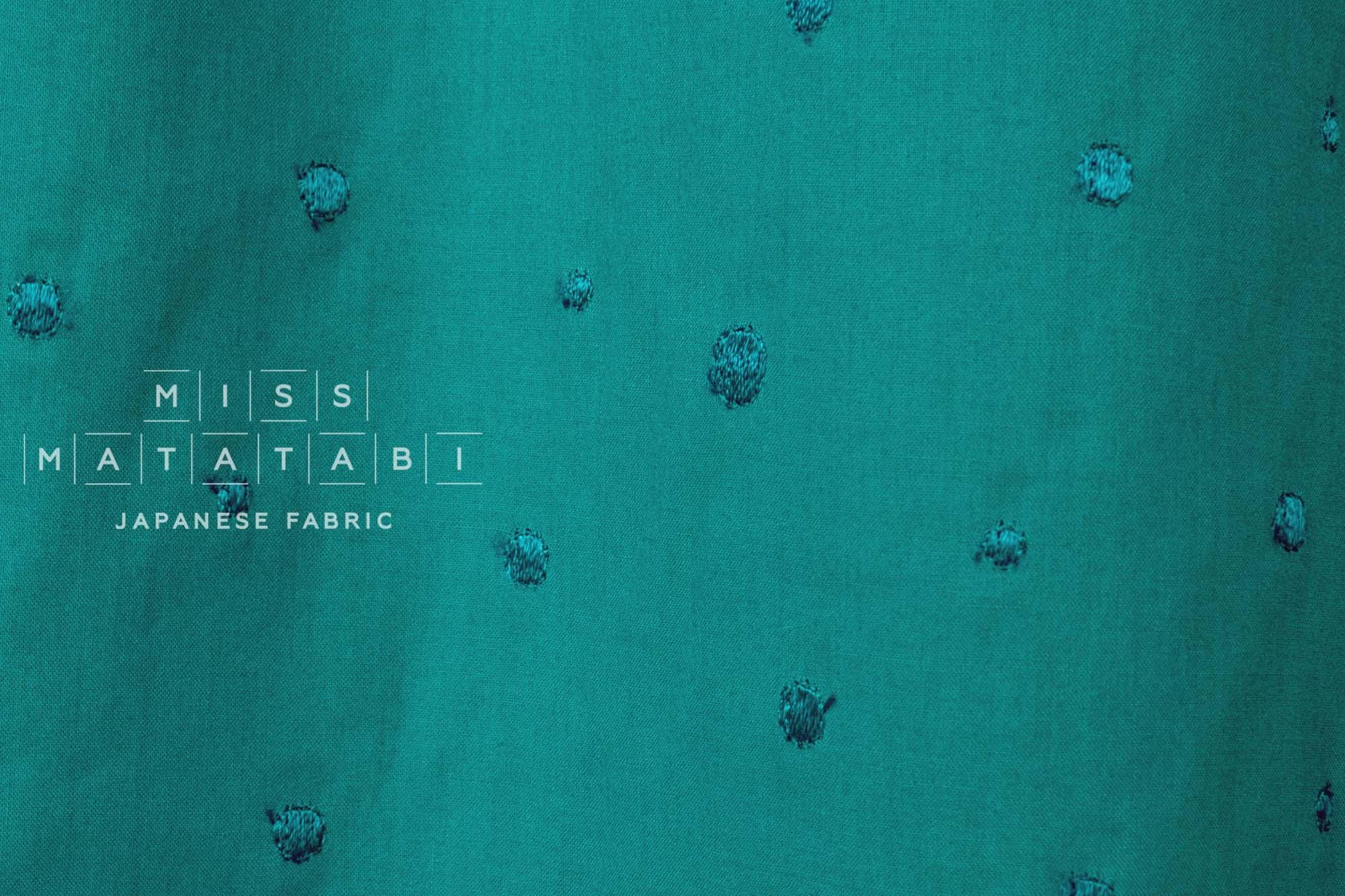 Japanese Fabric Embroidered Cotton Lawn Dots - green - 50cm