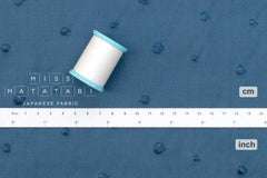 Japanese Fabric Embroidered Cotton Lawn Dots - blue - 50cm