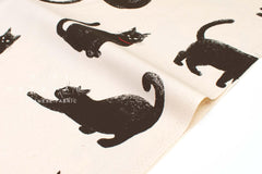 Japanese Fabric Giant Cats - black, cream - 50cm
