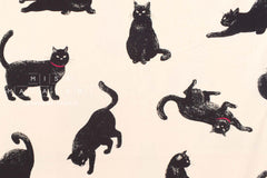 Japanese Fabric Giant Cats - black, cream - 50cm
