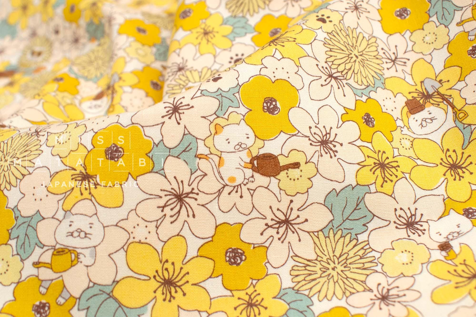 Japanese Fabric Summertime Cats - C - 50cm