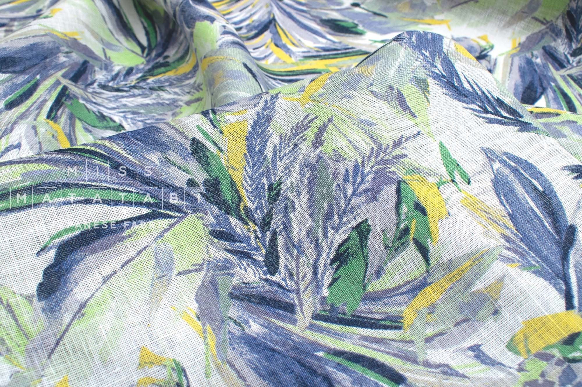 DEADSTOCK Japanese Fabric Palms linen voile - F - 50cm