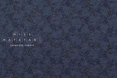 Japanese Fabric Embroidered Cotton Double Gauze - Julia - almost black navy blue 50cm