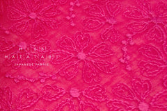 Japanese Fabric Embroidered Cotton Voile - Fuchsia - 50cm