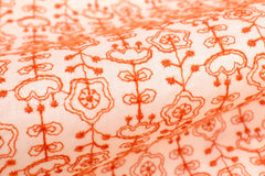Japanese Fabric Embroidered Cotton Lawn Vincent - orange - 50cm