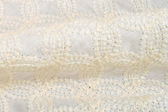 Japanese Fabric Embroidered Cotton Lawn Olivia - cream - 50cm