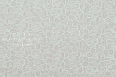 Japanese Fabric Embroidered Cotton Lawn - Rose - mint, grey 50cm