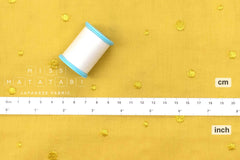 Japanese Fabric Embroidered Cotton Lawn Dots - gold yellow - 50cm