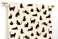 Japanese Fabric Giant Cats - black, cream - 50cm