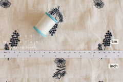 Japanese Fabric Embroidered Linen Blend - A1 - 50cm