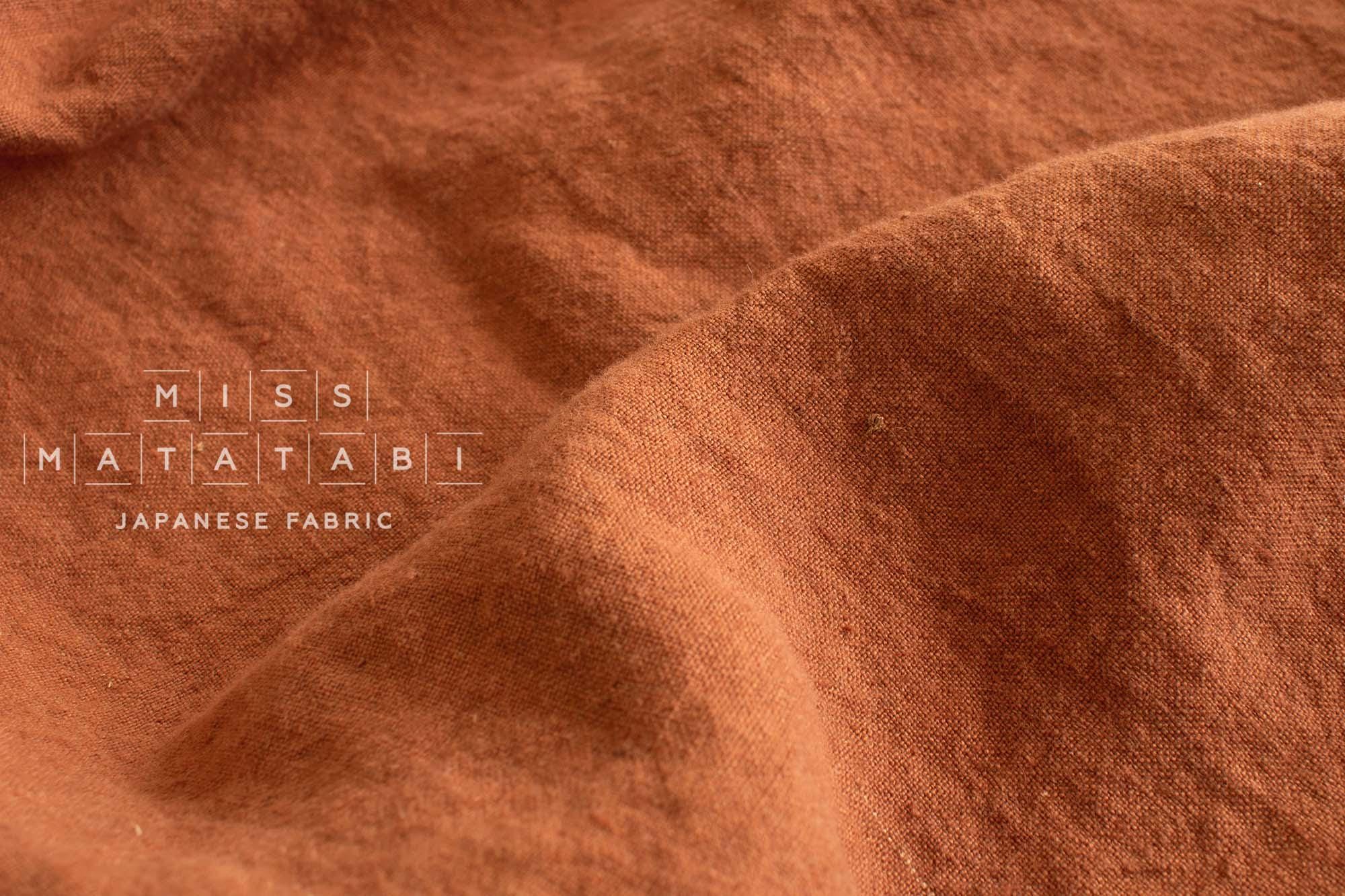 DEADSTOCK Japanese Fabric Shokunin Collection Azumadaki Linen - terracotta - 50cm