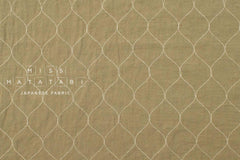 DEADSTOCK Japanese Fabric Shokunin Collection Azumadaki 143 with Quilt Stitching - khaki - 50cm
