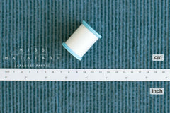 DEADSTOCK Japanese Fabric Shokunin Collection Azumadaki Faded Flocked Stripes - teal - 50cm