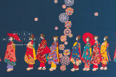 Japanese Fabric Maiko Border Dobby - dark navy - 60cm