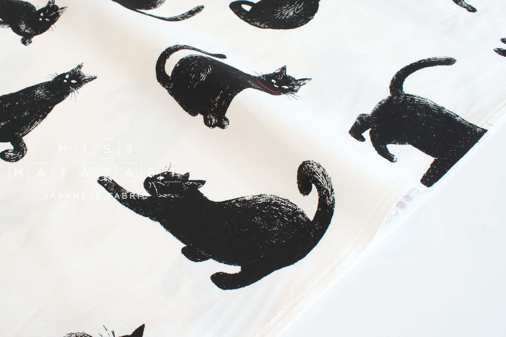 Japanese Fabric Giant Cats - black, white - 50cm