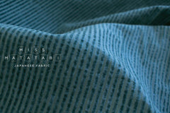 DEADSTOCK Japanese Fabric Shokunin Collection Azumadaki Faded Flocked Stripes - teal - 50cm