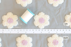 Japanese Fabric Punch Needling Style Floral Embroidery - grey - 50cm