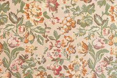 DEADSTOCK Japanese Fabric Herringbone Antique Floral - sand - 50cm