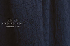 Japanese Fabric Shokunin Collection Sun-Dried Embroidered Cotton Batiste - navy blue - 50cm