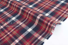 DEADSTOCK Japanese Fabric Yarn-dyed Brushed Plaid - red - 50cm