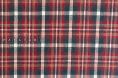 DEADSTOCK Japanese Fabric Yarn-dyed Brushed Plaid - red - 50cm