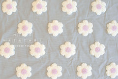 Japanese Fabric Punch Needling Style Floral Embroidery - grey - 50cm