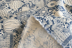 Japanese Fabric Wild Flowers Canvas - blue - 50cm