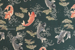 DEADSTOCK Japanese Fabric Nishiki Koi - green - 50cm