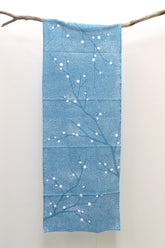 Shokunin Collection Hand-printed Chusen Japanese Tenugui Fabric - Yukimochi - light blue - panel
