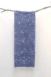 Shokunin Collection Hand-printed Chusen Japanese Tenugui Fabric - Yukimochi 8 - blue - panel