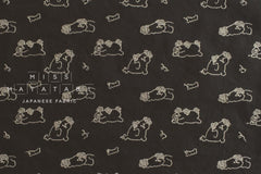 DEADSTOCK Japanese Fabric Embroidered Fluffy Puppies - black - 50cm