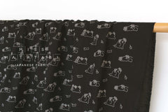 DEADSTOCK Japanese Fabric Embroidered Fluffy Puppies - black - 50cm