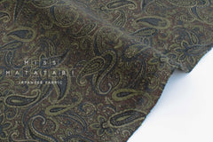 DEADSTOCK Japanese Fabric Ripple Corduroy Paisley - blue - 50cm