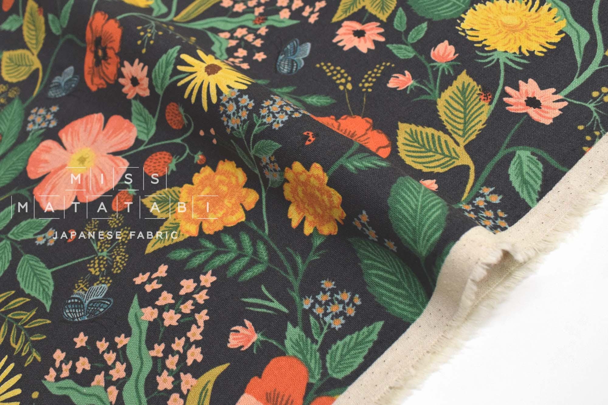 Cotton + Steel Camont Canvas - Poppy Fields black - 50cm