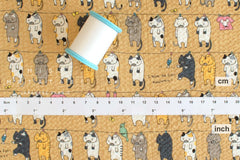 Japanese Fabric Cotton Ripple Cats on the Line - D - 50cm