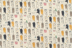 Japanese Fabric Cotton Ripple Cats on the Line - A - 50cm