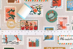Cotton + Steel Holiday Classics Canvas - Holiday Stamps cream - 50cm