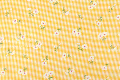 DEADSTOCK Japanese Fabric Daisy Grid - yellow - 50cm