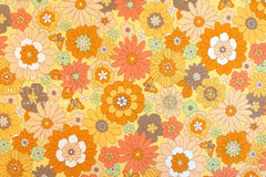 Japanese Fabric In the 70s Flowers - B - 50cm