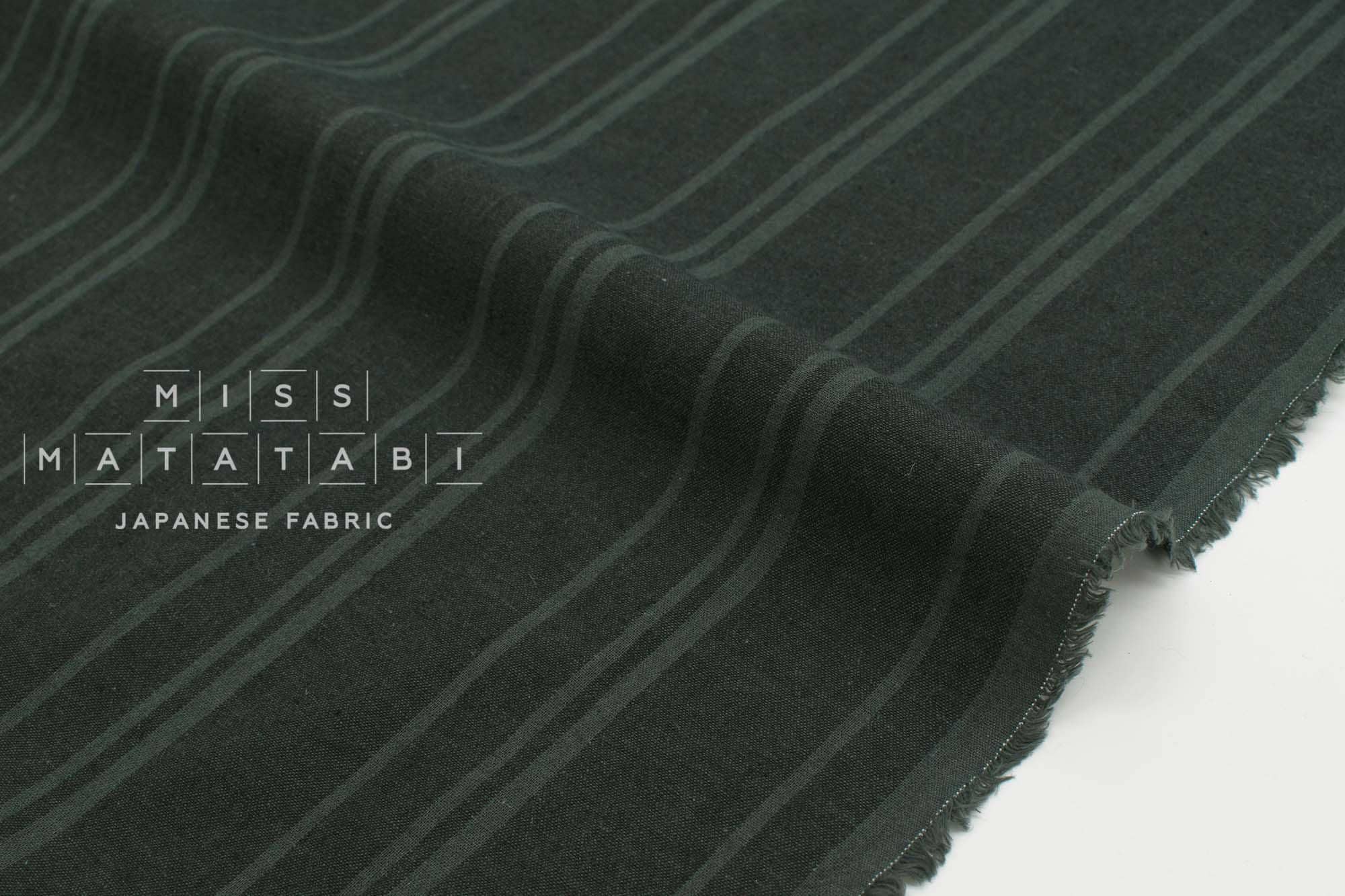 DEADSTOCK Japanese Fabric Yarn Dyed Linen Blend - green grey - 50cm