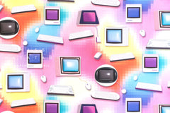 Japanese Fabric My First Computer - A - 50cm